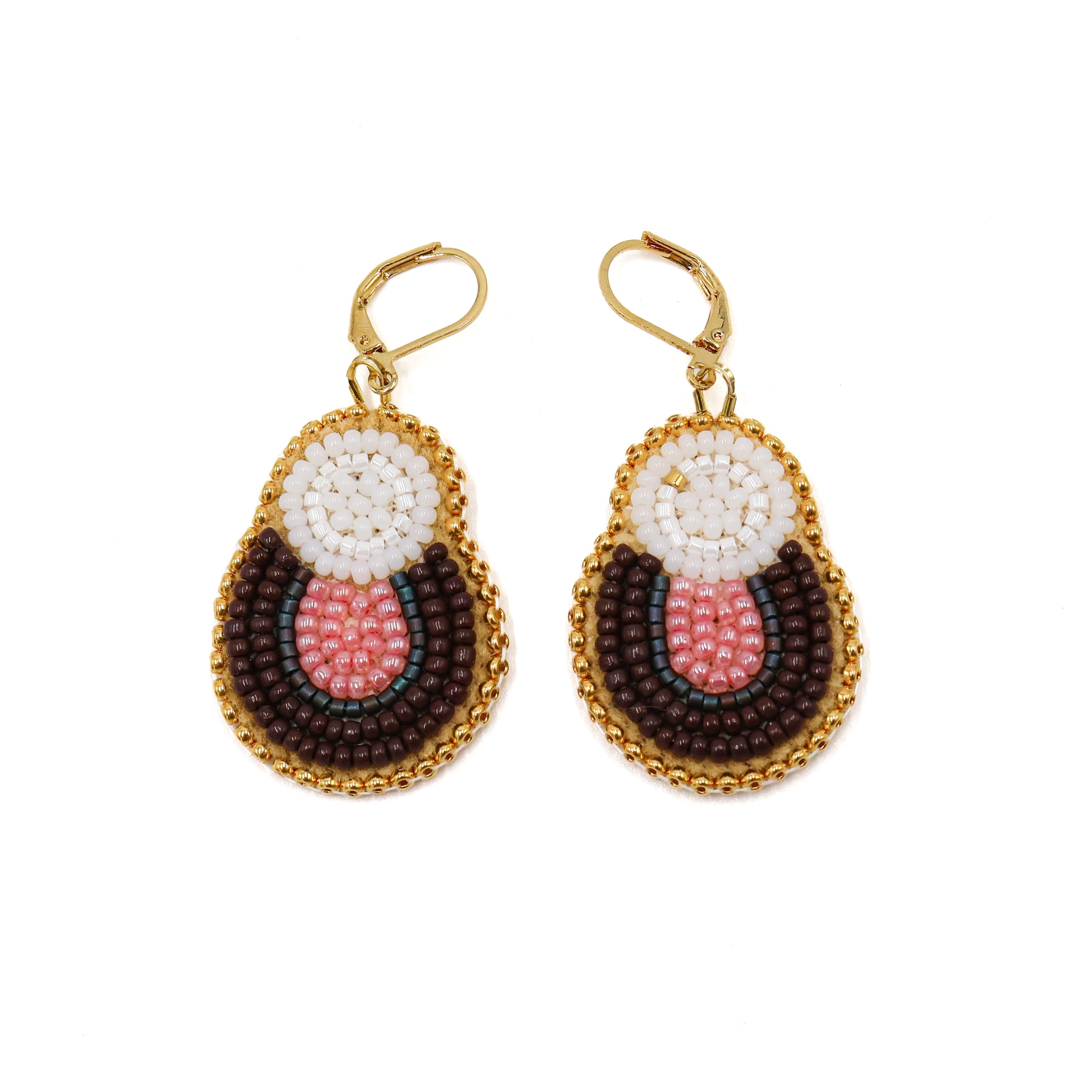 Small Earrings Pink Brown White Small Earrings Pink Brown White scaled