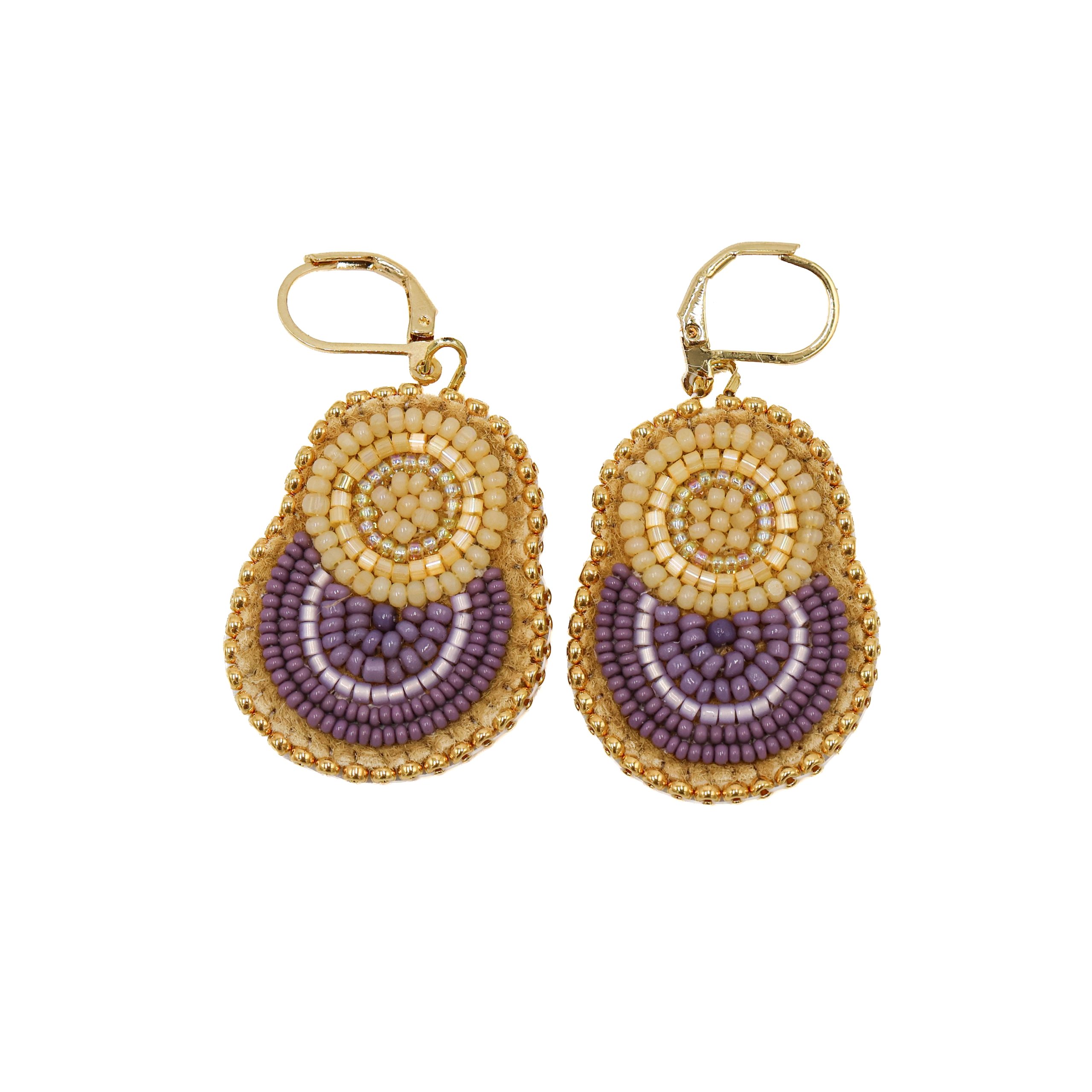 Small Earrings Purple and Tan Small Earrings Purple and Tan scaled