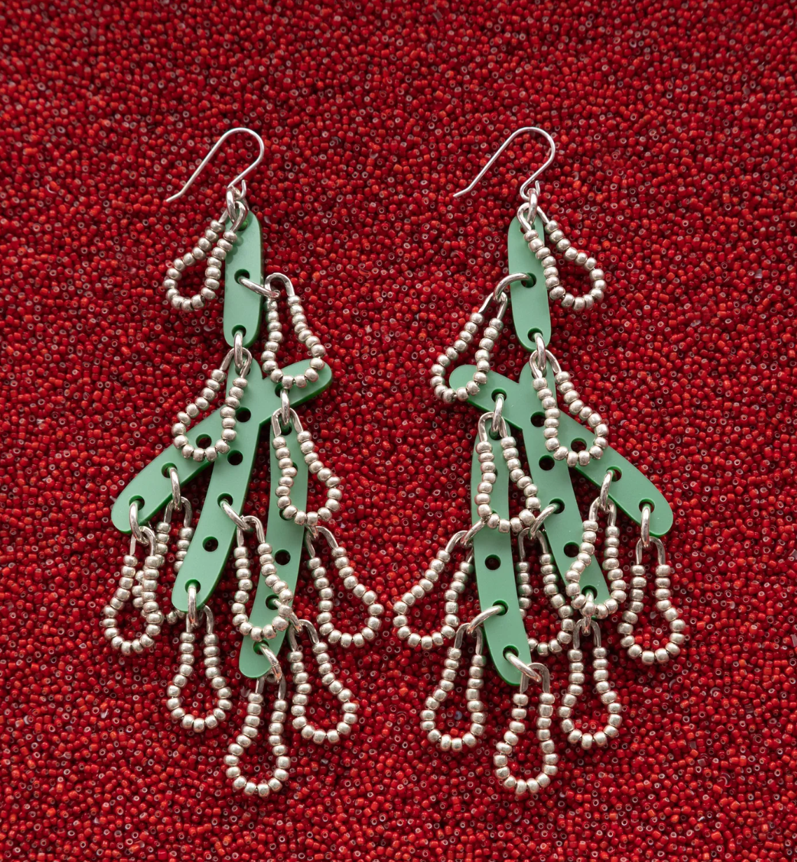 Cedar Roe Beaded Earrings(green) by Warren Steven Scott
