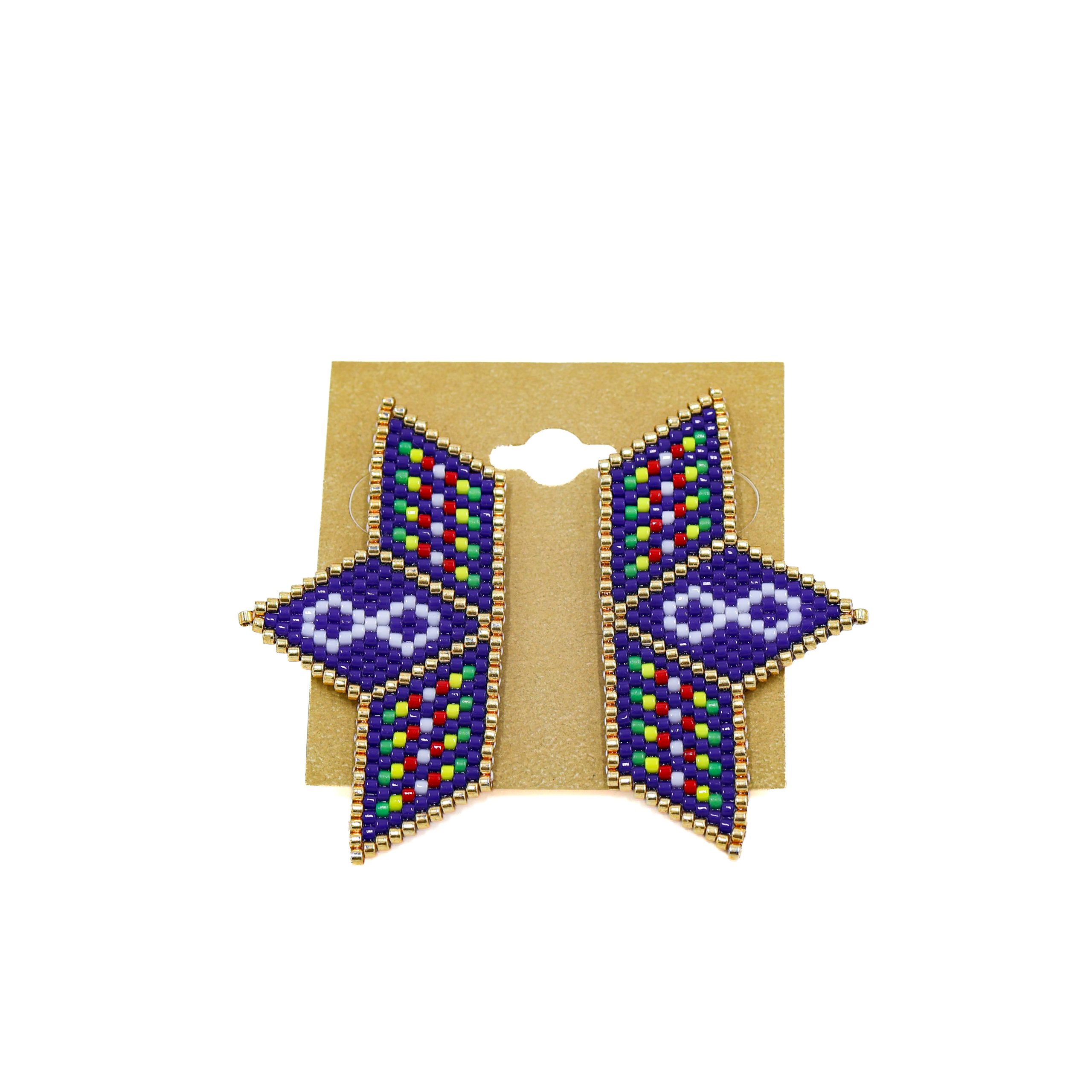 star beaded earring Blue Metis Sash star beaded earring Blue Metis Sash scaled